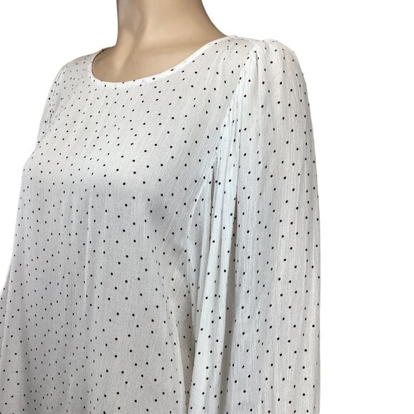Mittoshop Womens Polka Dot Blouse Size Large Top Flounce Long SLeeve - Picture 5 of 7